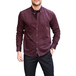 Rebase Ανδρικό Πουκάμισο Κοτλέ Μακρυμάνικο Slim Fit Μπορντό 242-RGS-5005