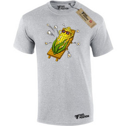 T-shirt ανδρικά με αστεία σχέδια βαμβακερά Takeposition Corn Summer, σε ΛΕΥΚΟ/ SMALL, 320-1535-prosf