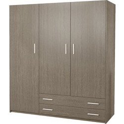 Sarris SB Τρίφυλλη Ντουλάπα Ρούχων 28 Σταχτί 150x60x180cm