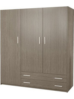 Sarris SB Τρίφυλλη Ντουλάπα Ρούχων 28 Σταχτί 150x60x180cm