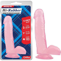 Chisa Novelties Hi Rubber 7" Ρεαλιστικό Dildo με Βεντούζα & Όρχεις 18cm Ροζ