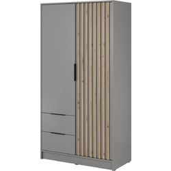 PoliHome Δίφυλλη Ντουλάπα Ρούχων Nolan Γκρι 105x51x200cm 162395299