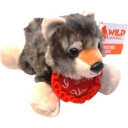 Λούτρινο ξαπλωτό λύκος με καρδούλα 18 cm wolf with heart