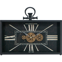 Artekko Clock Ρολόι Επιτραπέζιο με Μηχανισμό Μέταλλο Γυαλί Μαύρο Λευκό (45x8x33)cm