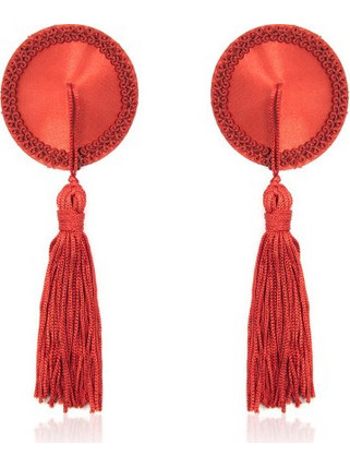 Naughty Toys Red round nipple covers with tassel