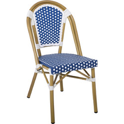 PARIS Καρέκλα Bistro Αλουμίνιο Φυσικό, Wicker Άσπρο - Μπλε, Στοιβαζόμενη κωδ. 0706-Ε-00023782