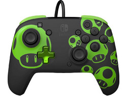 PDP 1Up Glow In The Dark Wired Controller PC & Switch Black Green