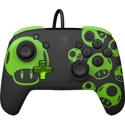 PDP 1Up Glow In The Dark Wired Controller PC & Switch Black Green