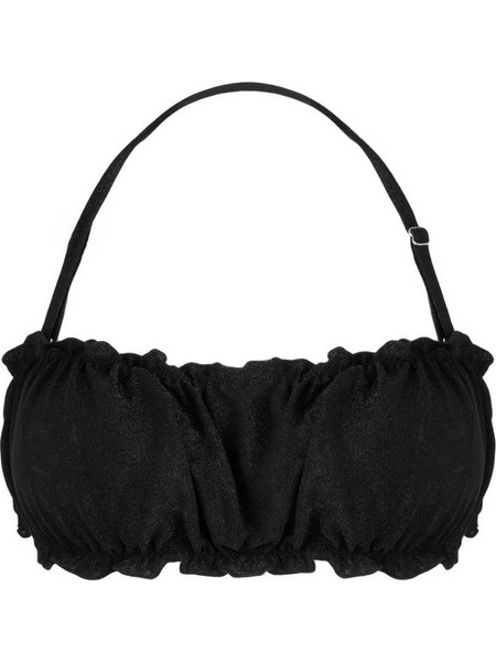 Μαγιό Top Strapless Μαύρο με Εφέ Glitter Κυματιστό Τελείωμα