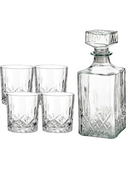 Σετ Καράφα Με 4 Ποτήρια Γυάλινο Διάφανο 950ml-200mlJaqin Homla 163784 - Homla - 163784