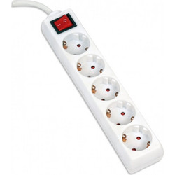 OMEGA POWER STRIP 5M 16A 5 SOCKETS TYP E SCHUKO GERMAN WHITE