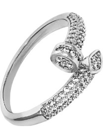 Ghetto Nail Ring Iced Out Crystal Δαχτυλίδι Ασημί