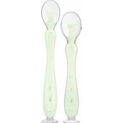 KikkaBoo Flexible Σετ Βρεφικά Κουτάλια Σιλικόνης με Βεντούζα 4m+ Πράσινα 2τμχ