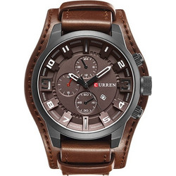 Curren Ανδρικό Ρολόι με Καφέ Δερμάτινο Λουράκι 8225 Brown