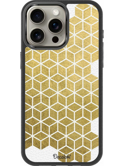 Gold Cubes Θήκη Κινητού Σχέδιο 50038 - iPhone, iPhone 15 Pro Max, Premium Leather Feel Case
