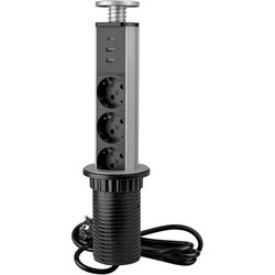 ΠΡΙΖΑ ΠΑΓΚΟΥ EMUCA 5014425 ΠΤΥΣΣΟΜΕΝΗ Φ-60ΜΜ 3 ΣΟΥΚΟ & 2 USB-Α & 1 USB-C ΑΣΗΜΙ