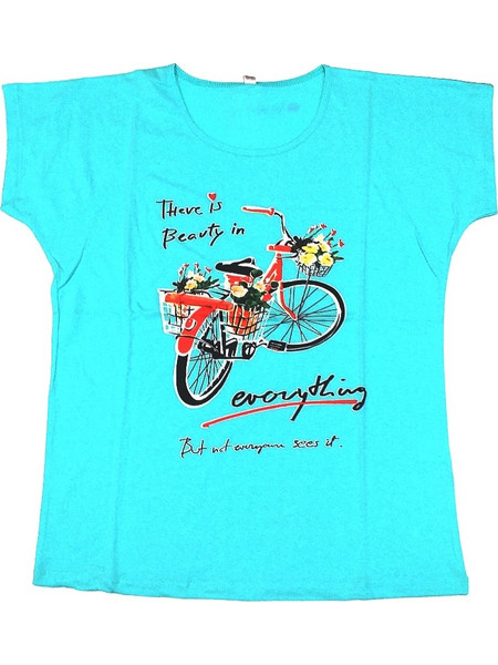 Χαλαρό γυναικείο T-shirt με στάμπα ποδήλατο, Βεραμάν