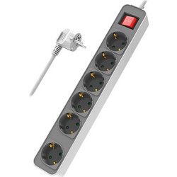 Πολύπριζο Ασφαλείας Powertech 6 Schuko White 1.4m (PT-1058)