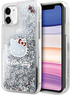 Hello Kitty Liquid Glitter Charms Kitty Head - θήκη για Apple iPhone 11 - Ασημί
