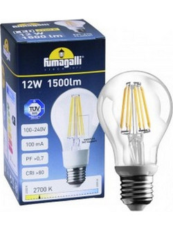 ΛΑΜΠΑ LΕD Ε27 A70 FILAMENT 12W 1500LM 2700Κ ΔΙΑΦΑΝΗ -30+80oC H3.LED.FIL.3K FUMAGALLI