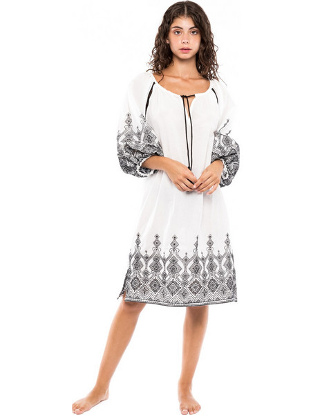 Pink Label Γυναικείο Καφτάνι Παραλίας Κοντό Λευκό B277