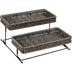 ΔΙΣΚΟΣ 2 ΕΠΙΠΕΔΩΝ SYNTH. RATTAN ΓΚΡΙ 28Χ28Χ13ΕΚ