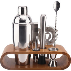 Σετ Σερβιρίσματος Κοκτέιλ Cook Concept απο Ανοξείδωτο Ατσάλι με Ξύλινη Βάση απο Μπαμπού - 8 τεμάχια KV7303