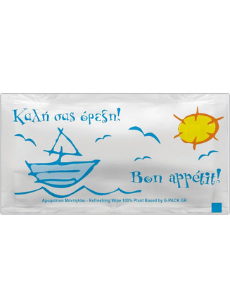 Αρωματικά Μαντηλάκια Ατομικά για Ταβέρνες- Εστιατόρια σε Σχημα Ορθογώνιο 6x12 cm Καλή σας όρεξη G-Pack
