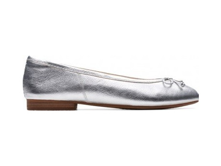 Clarks WOMEN'S BALLERINA SHOES FAWNA LILLY 26176380 SILVER LEATHER Clarks