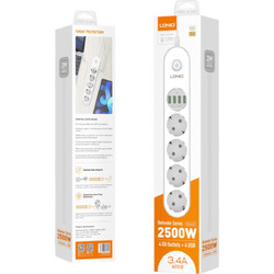 Πολύπριζο με διακόπτη - Power Strip with Switch Multi-socket Smart Guard LDNIO SE4432C with 4 EU Outlets 2500W & 2 USB-A & 2 USB-C 17W with 2m power cord (Κωδ.1-PER0066 )