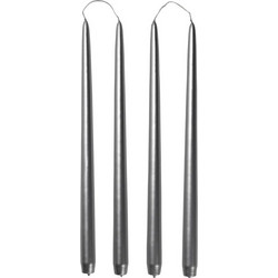 Κερί Smooth Taper - Ασημί Γυαλιστερό Σετ 4 τμχ Burn Time 10.5 Hrs O2,2 x H38 cm Broste Copenhagen
