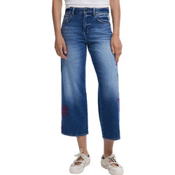 Desigual Ψηλόμεσο Γυναικείο Τζιν Παντελόνι Relaxed Εφαρμογή Μπλε 25WWDD21-5053
