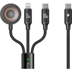 Mcdodo - 3in1 Data Καλώδιο O Series (ca-4940) - Usb-C To Lightning/usb-C/wireless Charger Apple Watch, 100w, 1.2m - Black