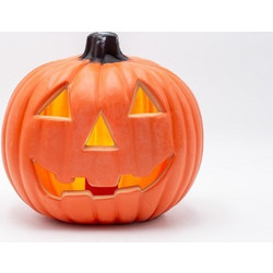 ΦΩΤΙΖΟΜΕΝΗ ΠΟΡΤΟΚΑΛΙ ΚΟΛΟΚΥΘΑ, HALLOWEEN ΣΧΕΔΙΟ ΜΕ ΣΚΑΛΙΣΤΟ ΠΡΟΣΩΠΟ, ΜΠΑΤΑΡΙΑΣ 2xAA, 6 ΘΕΡΜΑ ΛΕΥΚΑ LED, 20x15x19cm, IP20