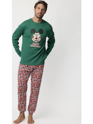 Disney Ανδρική Πυτζάμα Βαμβακερή Mickey Happy Christmas - Πράσινο