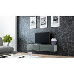 Cama Meble Έπιπλο Τηλεόρασης White/Grey Gloss Μ140xΠ40xΥ30cm Vigo 140