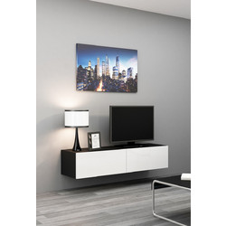 Cama Meble Έπιπλο Τηλεόρασης Black / White Gloss 140x40x30cm Vigo RTV VIGO140 c/b