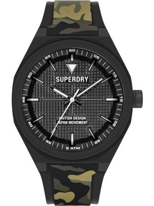 Superdry Ανδρικό Ρολόι με Μαύρο Καουτσούκ Λουράκι SYG324BN