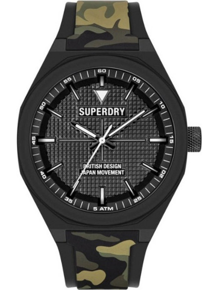 Superdry Ανδρικό Ρολόι με Μαύρο Καουτσούκ Λουράκι SYG324BN