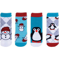 Flapjackkids: Καλτσούλες Mix and Match Penguin/Snowman Σετ 4 τμχ LUV0812S