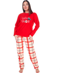Comfort Σετ Γυναικείες Πιτζάμες Χειμωνιάτικες Fleece Κόκκινες