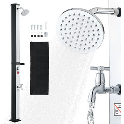 VEVOR Εξωτερικό Ντους 35L με Ηλιακή Θέρμανση & Ρυθμιζόμενη Θερμοκρασία, 195cm, Μαύρο/Ασημί TYNLYQHSYSPV49TLO001V0