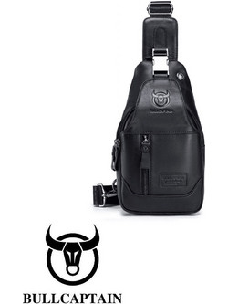 Bull Captain Δερμάτινη Ανδρική Τσάντα Στήθους Μαύρη XB 095