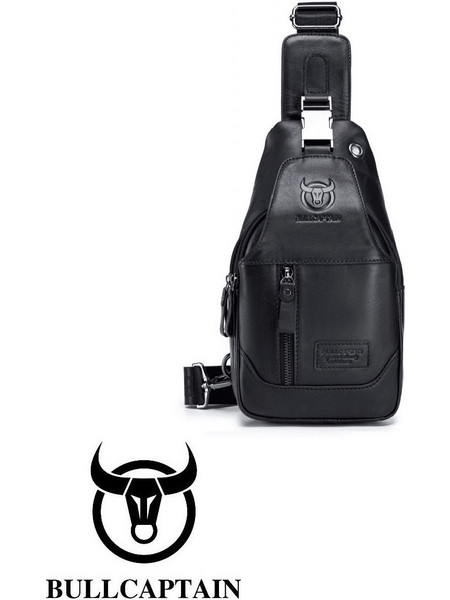 Bull Captain Δερμάτινη Ανδρική Τσάντα Στήθους Μαύρη XB 095