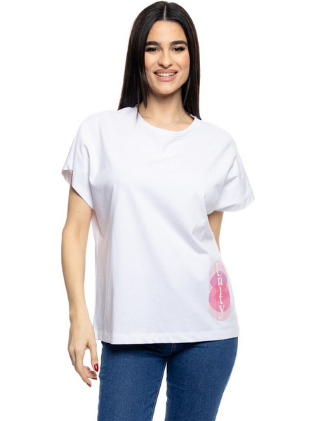 S&apos, Γυναικείο t-shirt με τύπωμα &apos,&apos,CIRCLES&apos,&apos, 53-106-003 020 WHITE