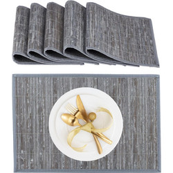 Σουπλά Relaxdays Set of 6 Rectangular Bamboo Placemats από Μπαμπού 45 x 30 cm 6 Τεμάχια - Gray (10020505_111)