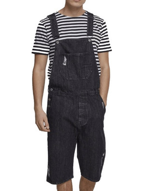 URBAN CLASSICS Men Denim Short Dungaree - BLEACHED BLUE - TB2089