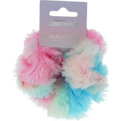 Γούνινο scrunchie πολύχρωμο 11cm