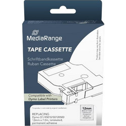 Ετικέτες Γενικής Χρήσης Mediarange (Dymo(R) D1/45010/S0720500) 12mm, 7m, Laminated and Permanent Adhesive, Black on Clear Μαύρο κείμενο σε διάφανο φόντο