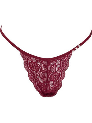 Εσώρουχο Γυναικείο String Μπορντό με Πέρλες - One Size